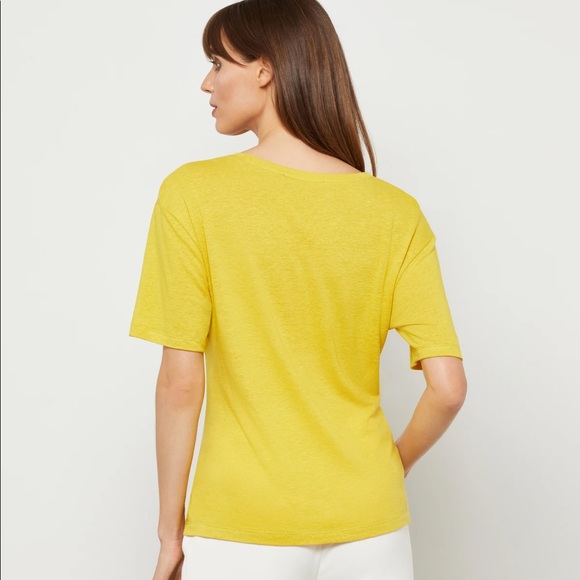 NEW WITH TAG- SIZE SMALL- BCBG MAXAZRIA KNOTTED DETAIL LINEN BLEND STRETCH TEE - Picture 3 of 4